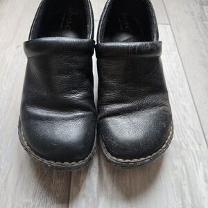 b.o.c. Black Leather Mules